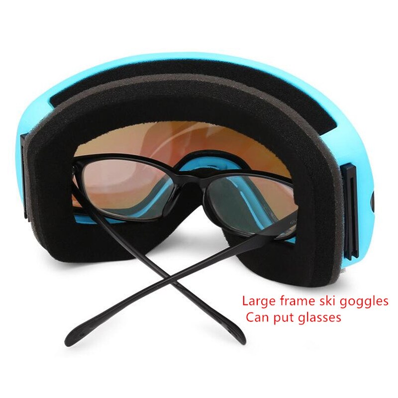 Magnetische skibrillen met dubbele lagen,  uv400 anti-condens grote skibrillen, sneeuwbrillen, skibrillen voor mannen en vrouwen, snowboardbrillen