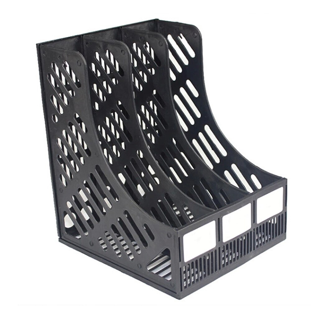 School Office File Holder-Organizer Grid File Storage Shelf Book Stand Desktop Iron File Book Holder Desk Storage Book Magazine: Black