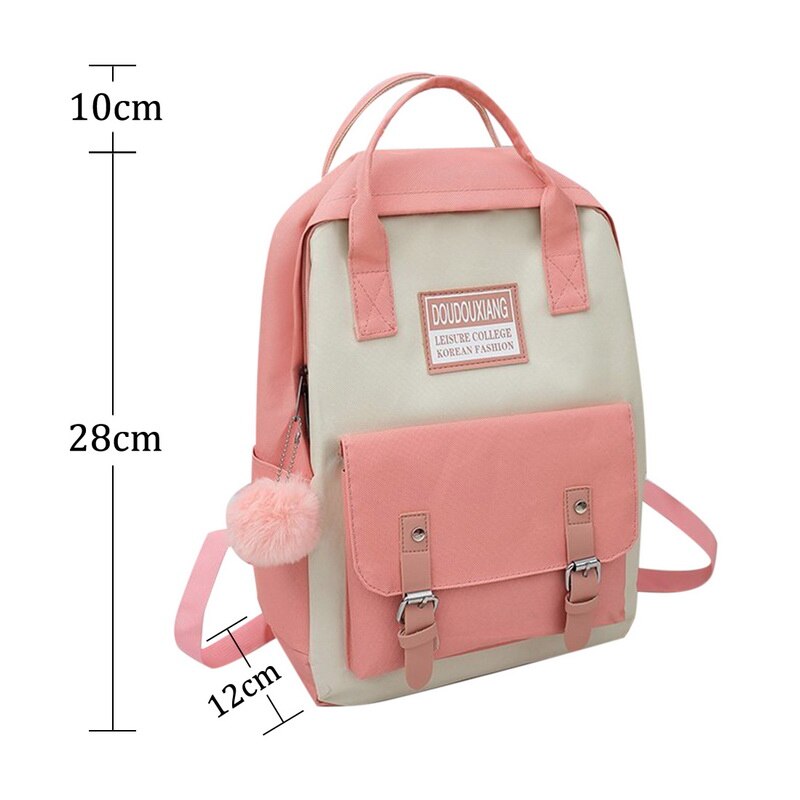 5Pcs/set Canvas School Bag For Teenager Girls Student Women Travel School Laptop Backpacks Female Book Bag