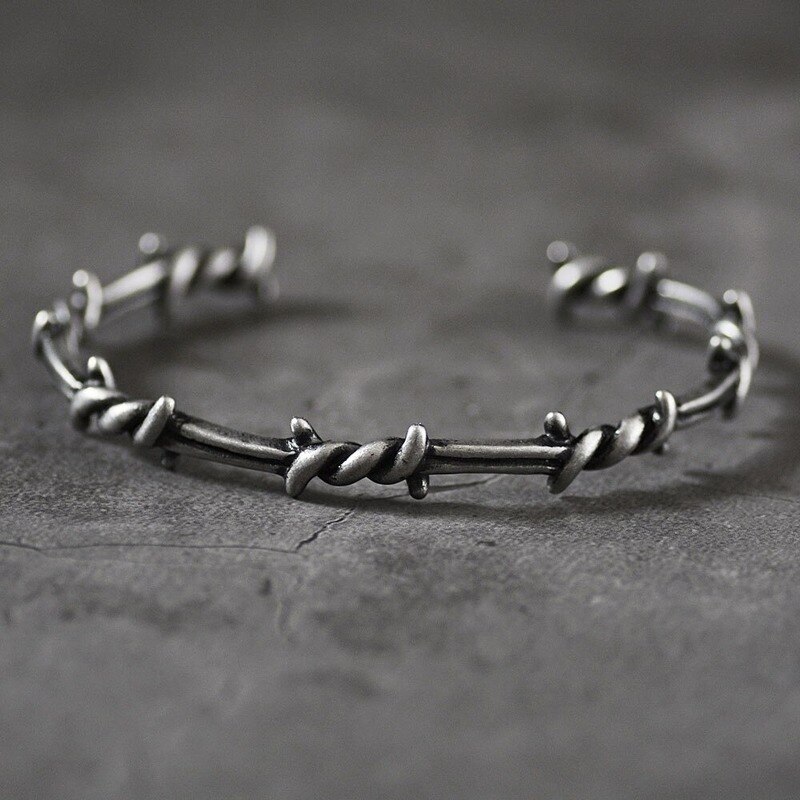 Men's And Women's Bangle Open Thorn Line Geometric Bracelet Open Sleeve Barbed Wire Bracelet