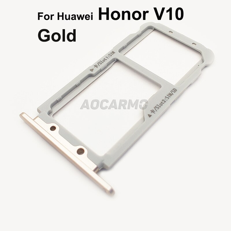 Aocarmo Schwarz/Rot/Blau/Gold SD MicroSD Halter Nano Sim Karten-behälter Slot Für Huawei Ehre V10 BKL-AL20: Gold