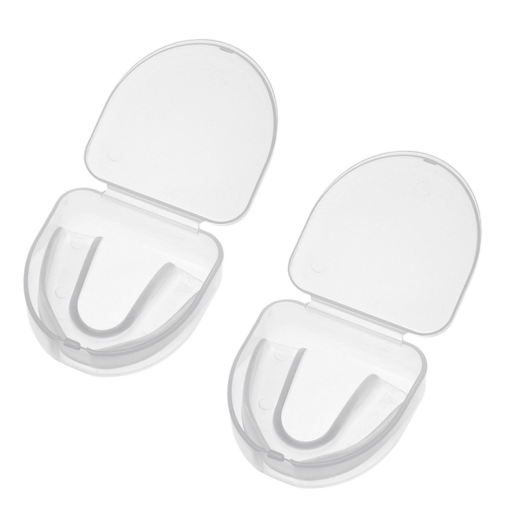 2Pcs CLEAR Gum Shield Teeth Protector Mouth Guard Piece Rugby Sports Football Boxing durable tooth sleeve braces: white 