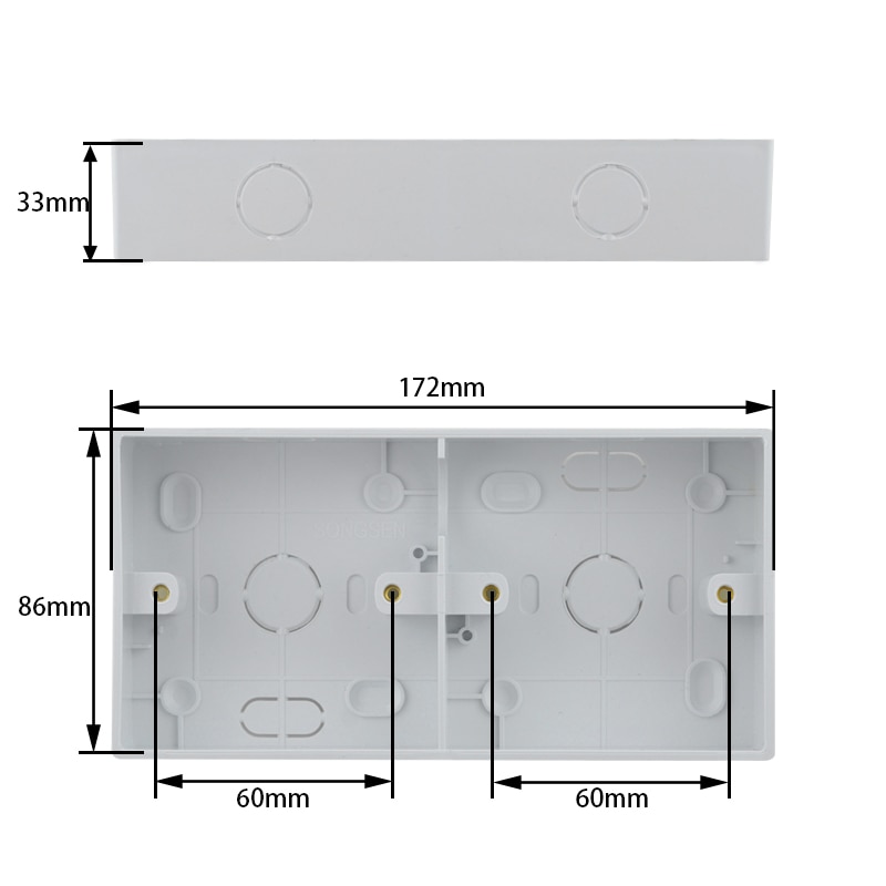 External Installation Box Outside Junction Box Mounting Box Surface Box 2 Gang Box For 172mm*86mm Double Wall Switch And Socket