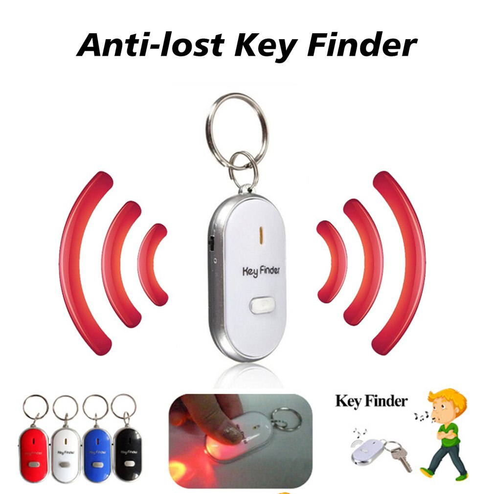 LED Whistle Key Finder Flashing Beeping Sound Control Alarm Anti-Lost Key Locator Finder Tracker with Key Ring