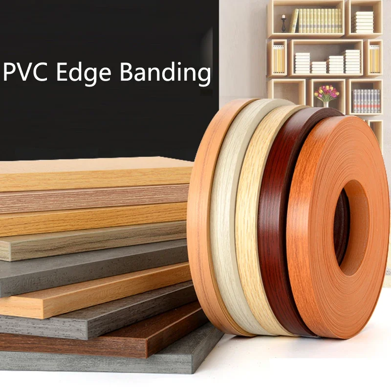 10m PVC Material Wood Board Processing Edge Banding Self-Adhesive Edge Band Wood Grain Board Veneers For Furniture Improvement