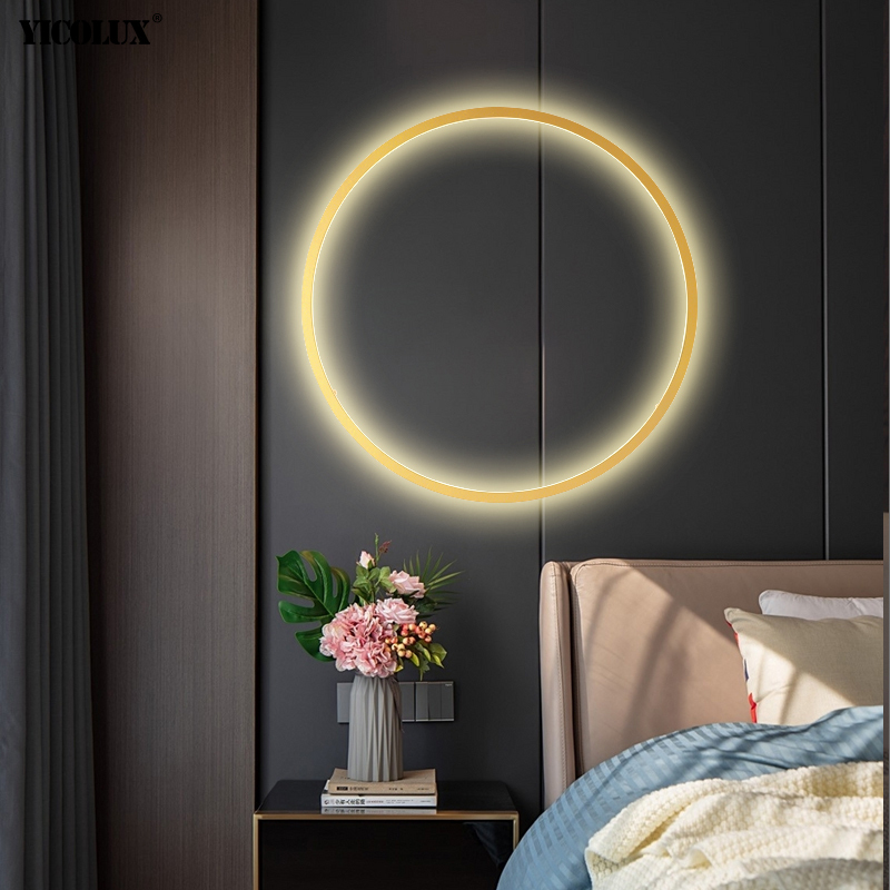 Lámparas de decoración de fondo circulares simples, nuevas luces LED modernas para pared, sala de estar, dormitorio, cabecera, pasillo, iluminación interior