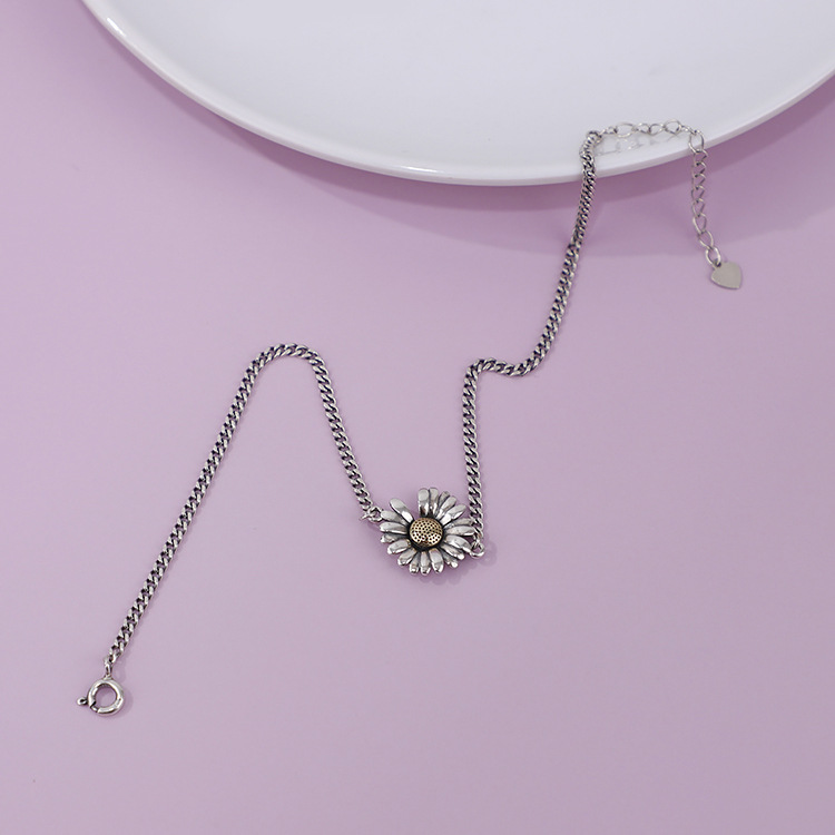 Echt 925 Sterling Zilveren Verfrissende Little Daisy Decoratieve Hanger Enkelband Verklaring Vrouwelijke Enkelband