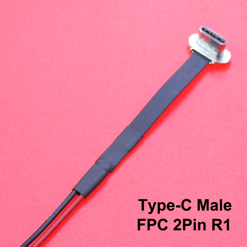 Conector Micro USB tipo C FPC 2 pines 3 pines con resistencia R1 Cable plano suave Cable de carga macho extensión de Cable de carga rápida para teléfono: Blanco