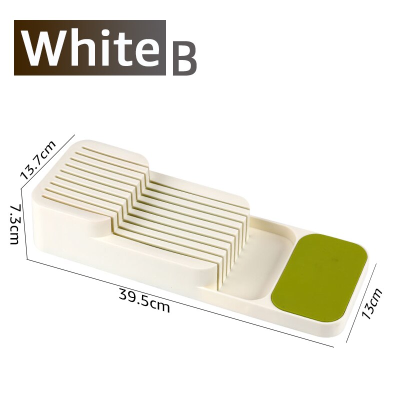 Knife Block Holder Cutlery Drawer Organizer Tray Knives Utensil Rack Universal Knife Stand Organizer Kitchen Storage: WHITE B