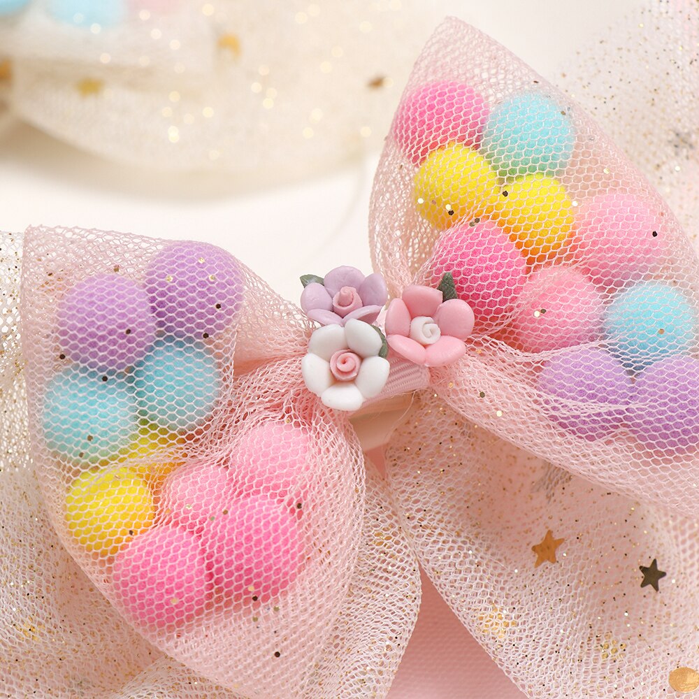 Paleta dulce de lazos para el pelo lazos de pelo con purpurina con Clip de baile de lazo Clip para el pelo niñas horquillas accesorios para el cabello