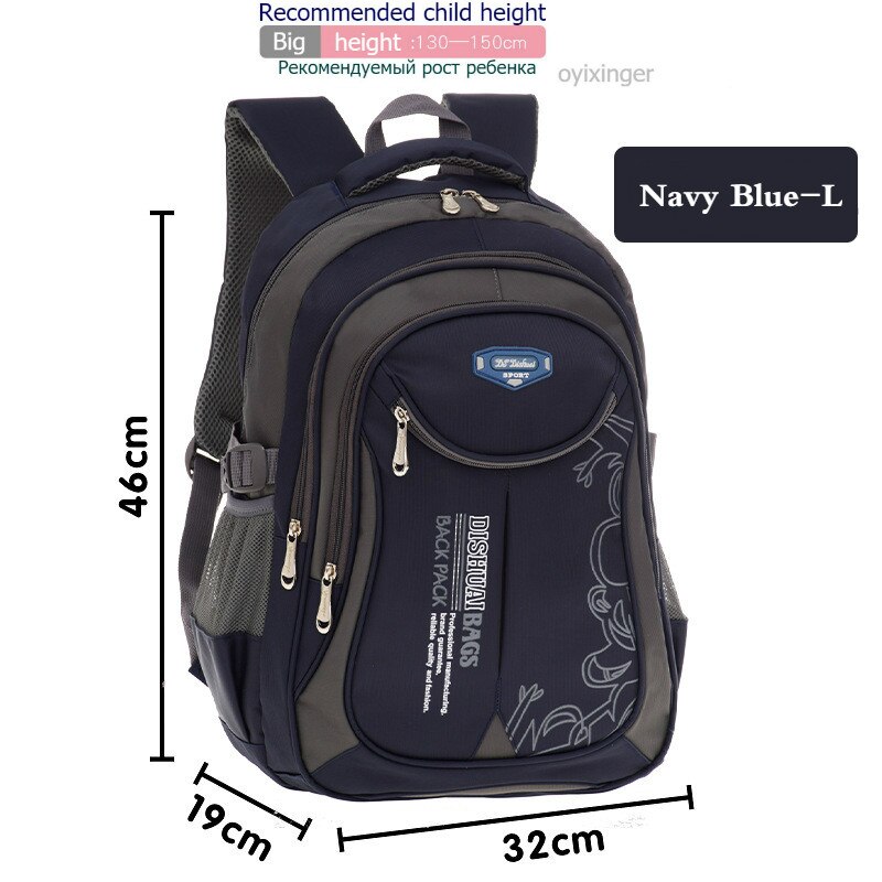 Mochilas escolares para niños de 1 a 12 años, morral escolar para niños de 1 a 2 a 3 a 4 a 5 a 6 grados: Navy Blue-L