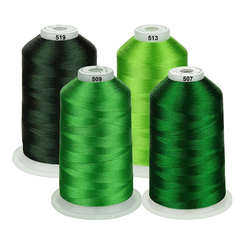 Simthread Embroidery Machine Thread 100% polyester HUGE Spool 5000 Meters 4 Colors Pack: Green series