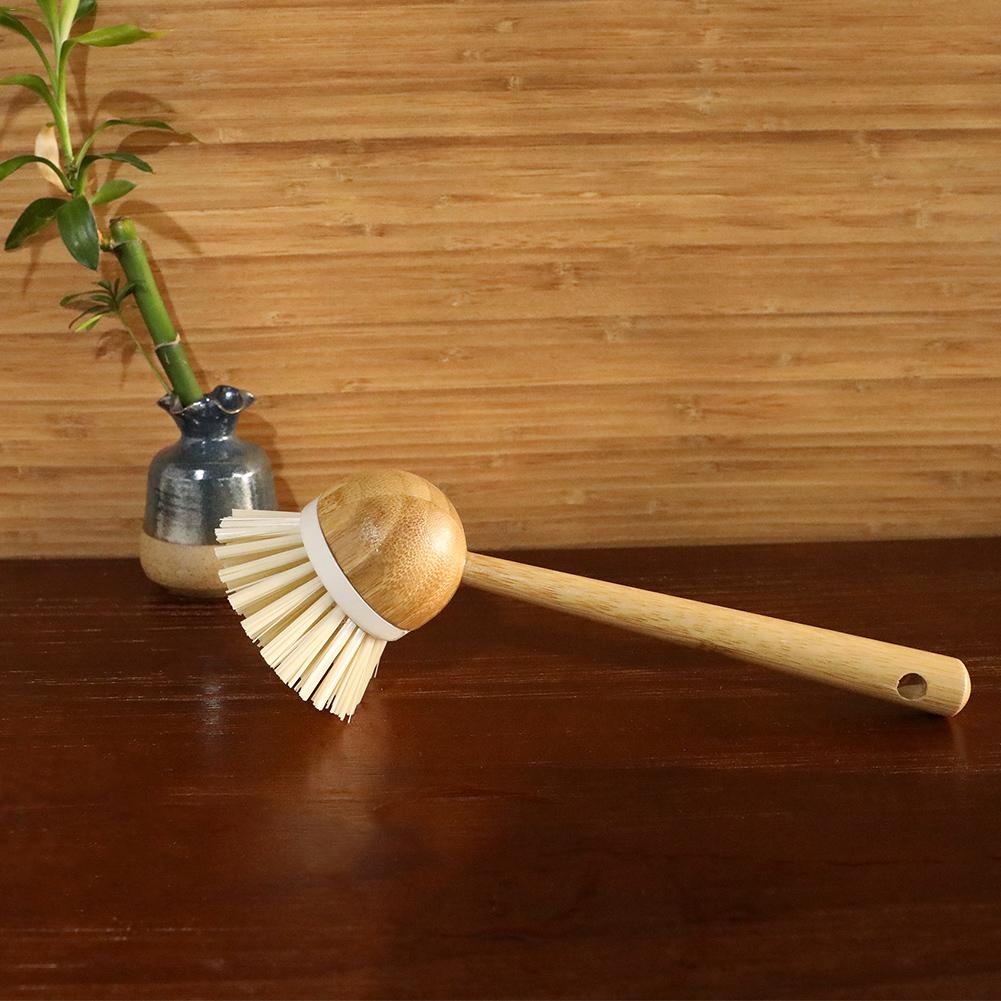 Cepillo de limpieza de madera, sartén con mango largo, cepillo para lavar platos, cuencos, cepillos de limpieza, accesorios de Herramientas de limpieza de cocina para el hogar