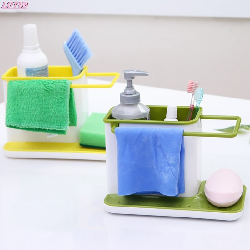 Storage Shelf Sponge Holder Draining Sink Box Kitchen Organizer Draining Rack Dish Storage Rack Stands Utensils Towel Rack