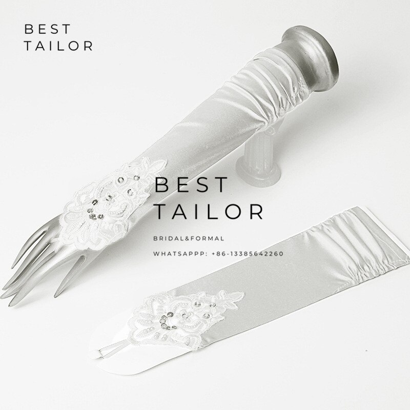 Wedding Bridal Handschoenen Vingerloze Elleboog Zwart Ivoor Wit Rood Parels Kralen Lange Manchetten Bruiloft Accessoires Mariage Gant Femme: Ivoor