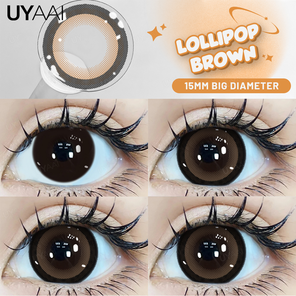 UYAAI lentilles noires de grand diamètre 15mm lentilles de 14.5mm lentilles de Contact colorées pour les yeux lentilles pour grands yeux lentilles d'aspect naturel: Olive