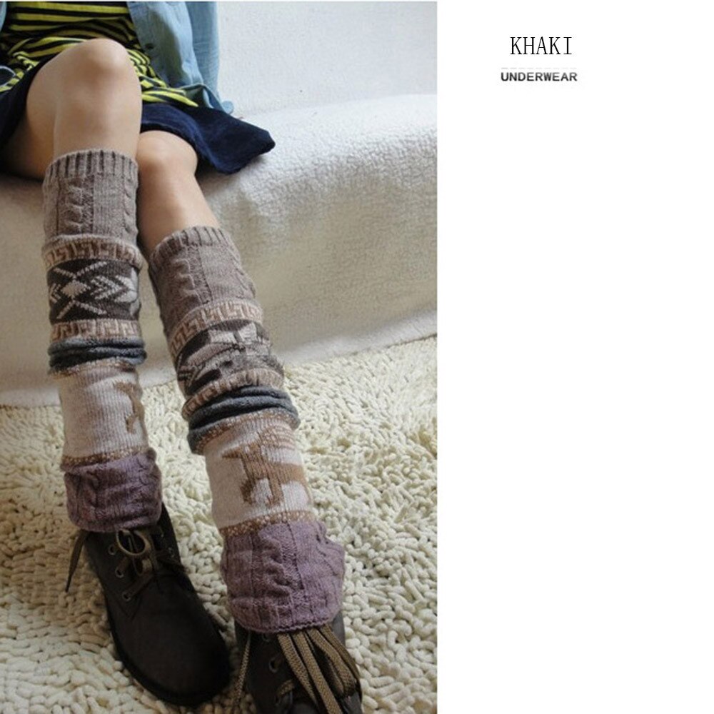 Chauffe-jambes / Manchettes Tricot Gris - Bordure Dentelle - 10 Pouces - Hiver - Femme