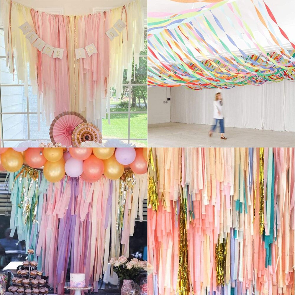 6pcs Crepe Paper Streamer Party Decorations pastel party Streamers golden birthday decor Streamer Birthday Party Wedding