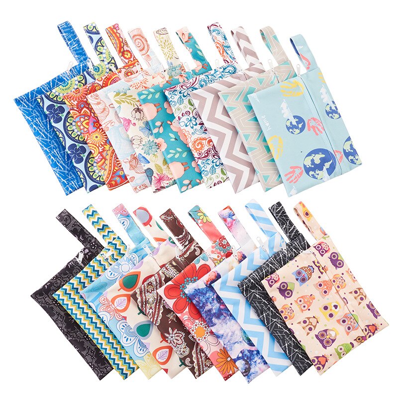 Mini Dry Wet Bag Herbruikbare Wetbag Voor Maandverband Verpleging Pads Enkele Pocket Waterdichte Pul Rits Reizen Wandelwagen Zak 14*18Cm