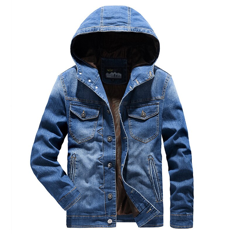 Winter Men's Hooded Denim Jacket coat Outdoor Casual Loose fit outfit comfortable men's clothing plus size M-4XL blouse