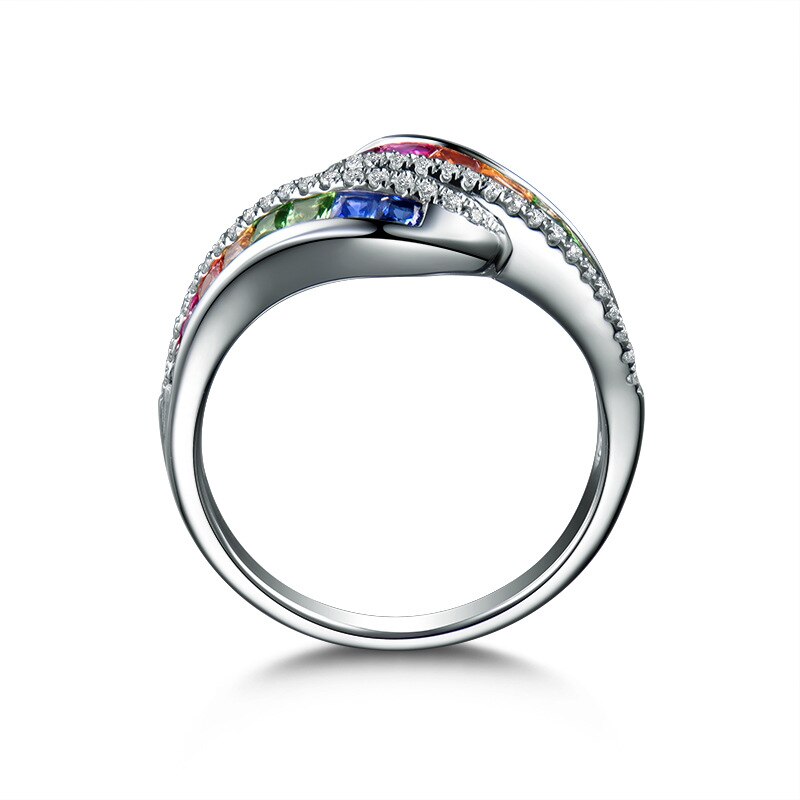 Geometry Jewelry Ring Luxury Charming Women Wedding Color Crystal Ring Exquisite Jewelry Girl
