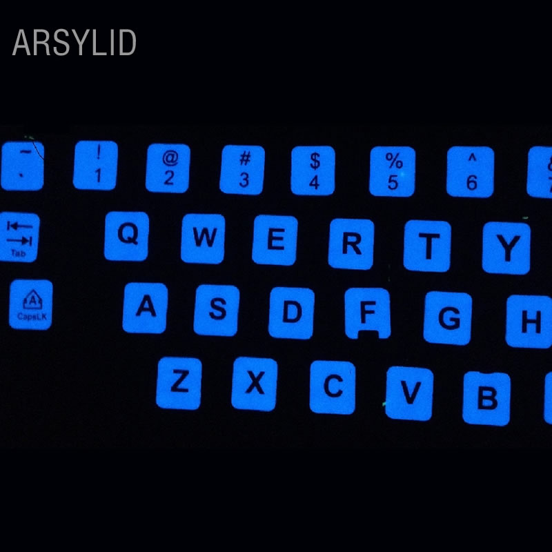 Engels nachtlampje toetsenbord sticker, engels taal Laptop toetsenbord Covers, cool blue backlit Blu-ray Algemene toetsenbord sticker