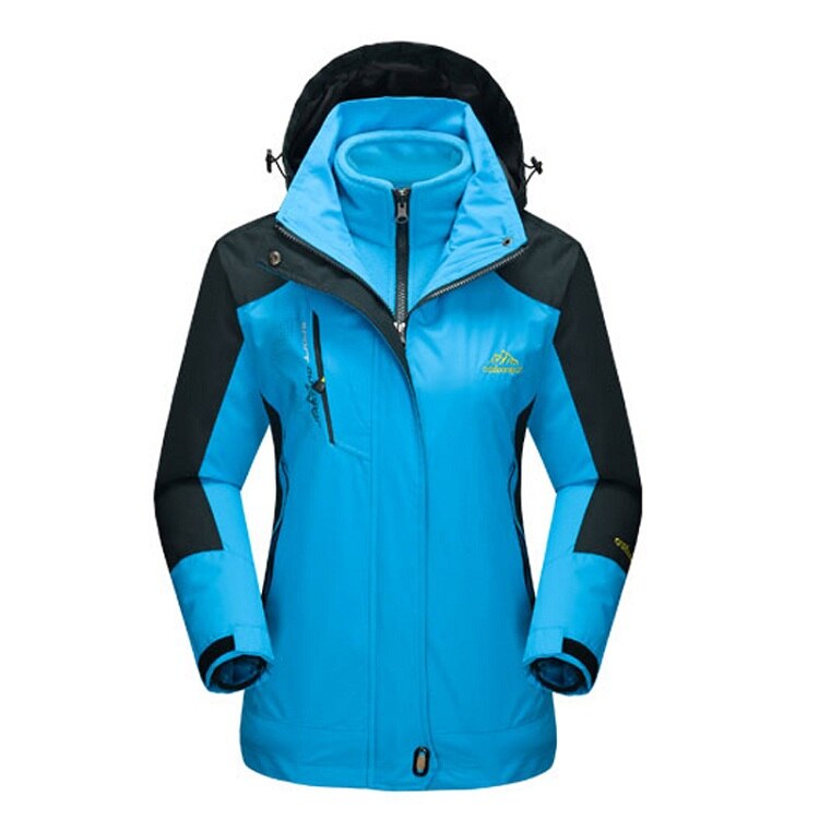 Bergsskinn dam vinter 2 delar softshell fleecejackor utomhussport vattentät termisk vandring skidåkning damrockar  rw015: Kvinnor blå / Asiatisk storlek xxxl