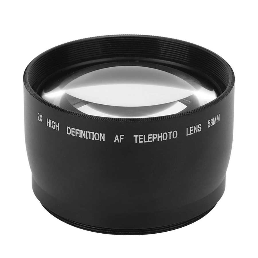 Len peças 58MM 2X filmadoras profissional Da Liga de Alumínio Lente Ampliação Adicional para Todos Os 58MM de Diâmetro Lentes de Câmera