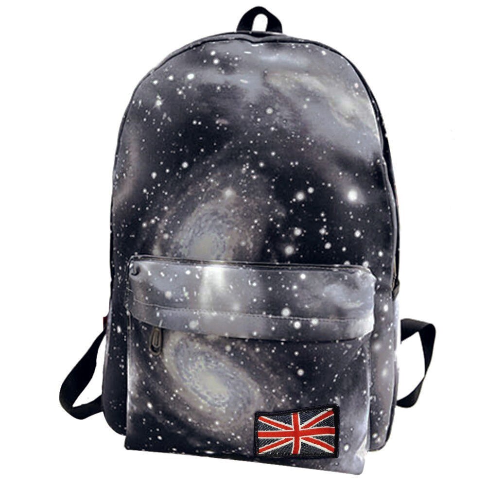 Galaxy Rugzakken Voor Vrouwen Unisex Rugzak Canvas Leisure Schooltas Vrouwelijke Mannen Casual Dubbele Schoudertassen Grote: Black