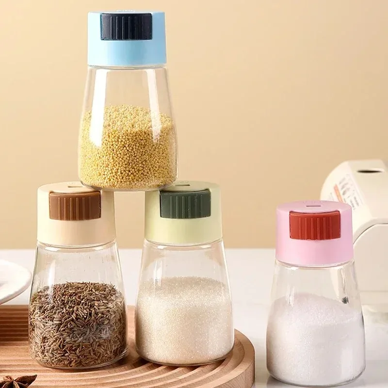 Quantitative Press Salt Shaker Sealed Seasoning Jars Adjustable Measurable Control Spice Containers Kitchen Cooking Essentials