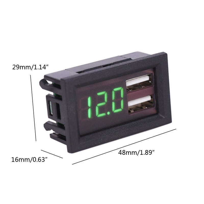 Voltmeter Tester Digital Voltage Battery Panel LED for DC 12V Truck 5V 2A Output