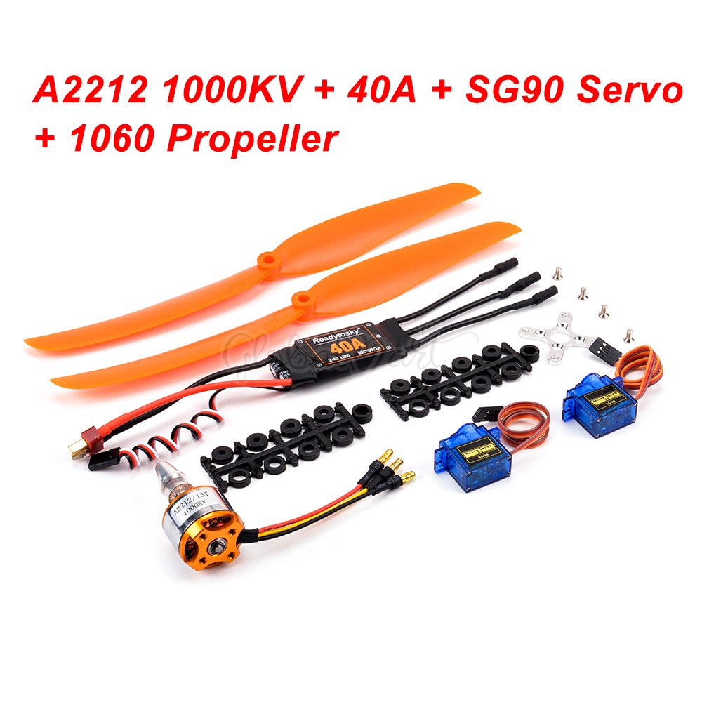 A2212 2212 1000KV / 1400KV / 2200KV Brushless Motor + 30A / 40A ESC with T plug SG90 9G Micro Servo for RC Fixed Wing Plane: A2212-1000KV 40A set