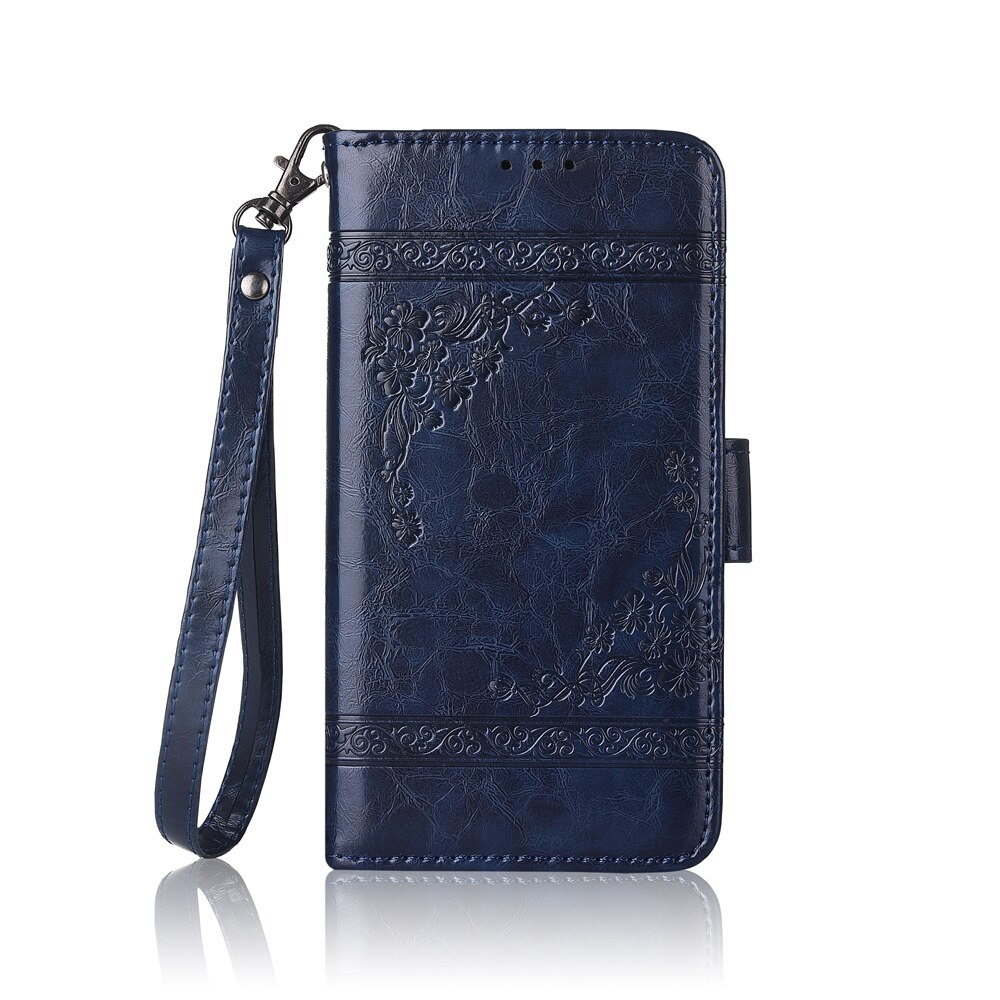 3D Flower Flip Leather Case for Huawei Y6s JAT-LX3 JAT-L29 JAT-LX1 JAT-L41 Y6 S Case Phone Case Cover: Oil-Blue