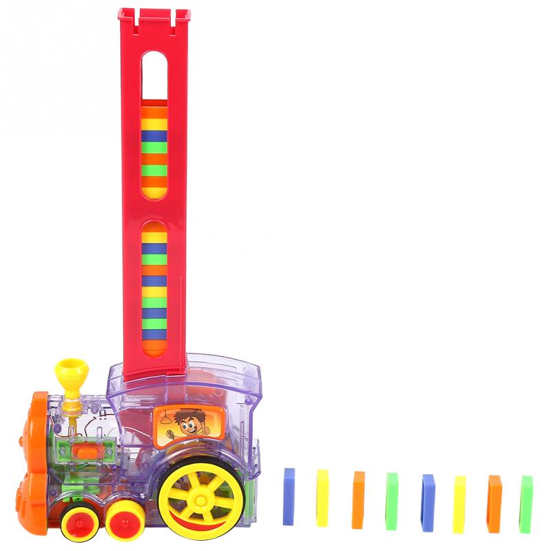 60 stk domino togvogn model legetøj med load patron farverige domino blokke spil fødselsdag for børn