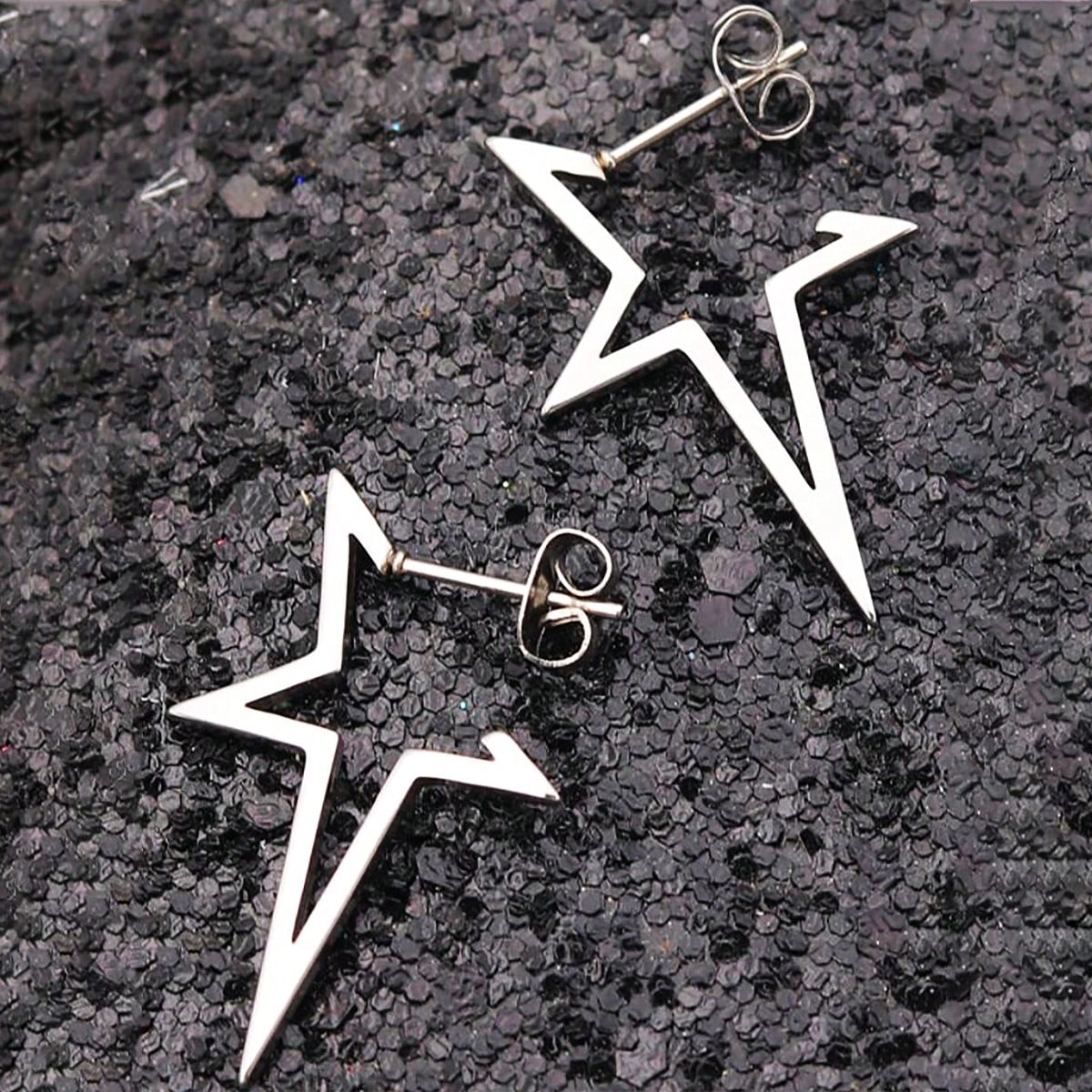 Pendiente de estrella grande Punk Harajuku para mujer, pendiente con pentagrama de Metal alienígena ahuecado Irregular, joyería Y2K de tendencia para chica guay,: Default Title