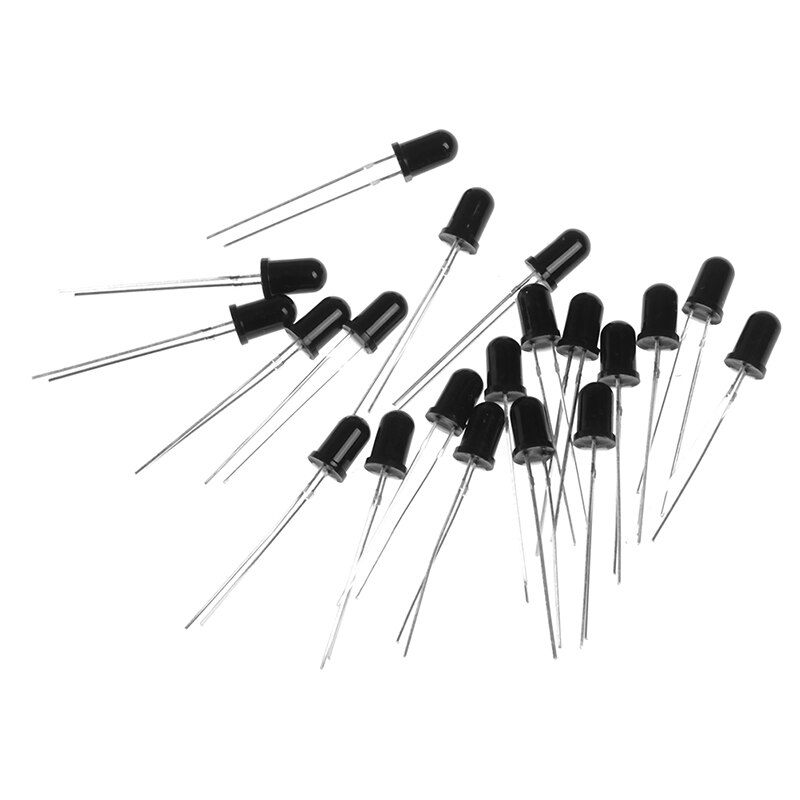 20 st 5mm 940nm ir-detektorsensor infraröd fototransistor svart/vit