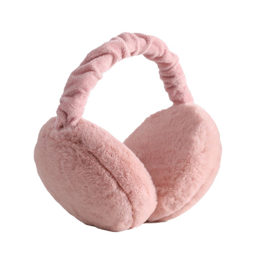 Unisex Ear Warmer Cute Plush Hamburger Shape Warm Keeping Earmuff Winter Women Faux Rabbit Fur Rotating Adjustable Ear Covers: Skin Pink1