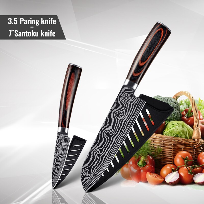 1806D1 8'' küche Messer-Set Utility kochmesser Sharp 5'' Cleaver Santoku Brot Messer Sharp küche werkzeuge: 2 PCS Value set B