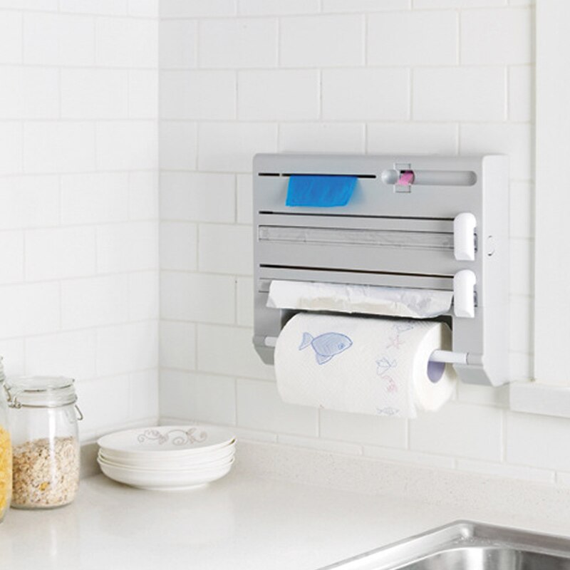 Multifunctionele Vershoudfolie Snijder Muur Houder Vershoudfolie Tin Folie Papier Roll Authentieke Wandmontage Roll Dispenser Voor tin Folie