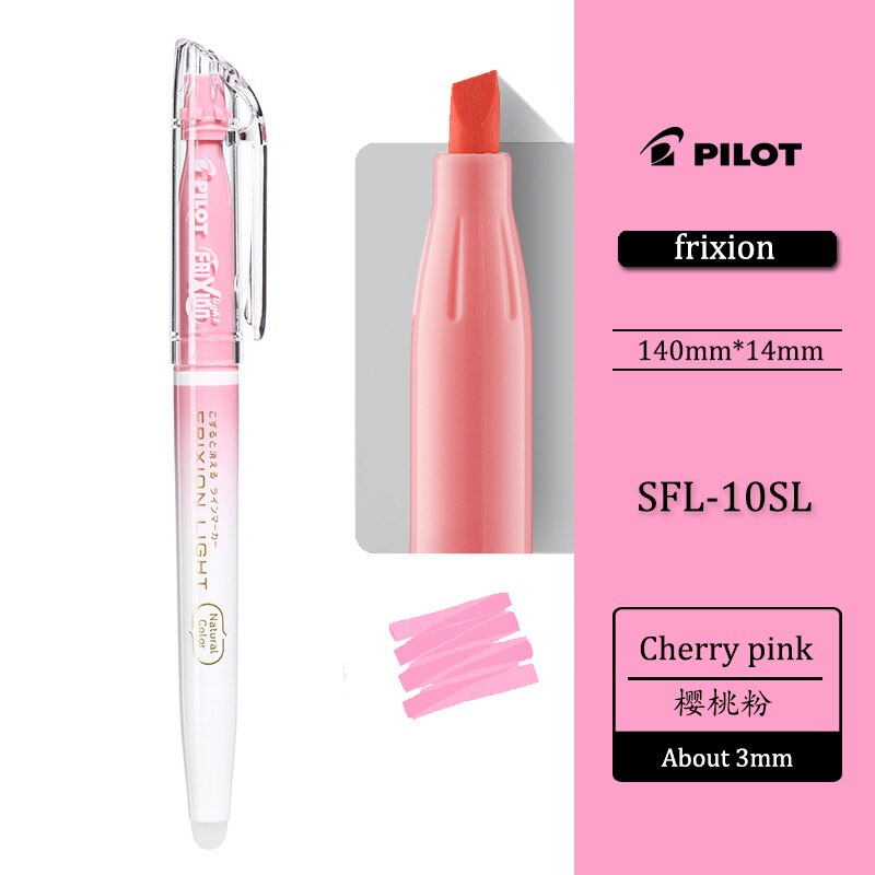 color natural piloto Japón Baile resaltador que se puede borrar frotar fricción color de luz marcador fluorescente SFL-10SL: Cherry powder