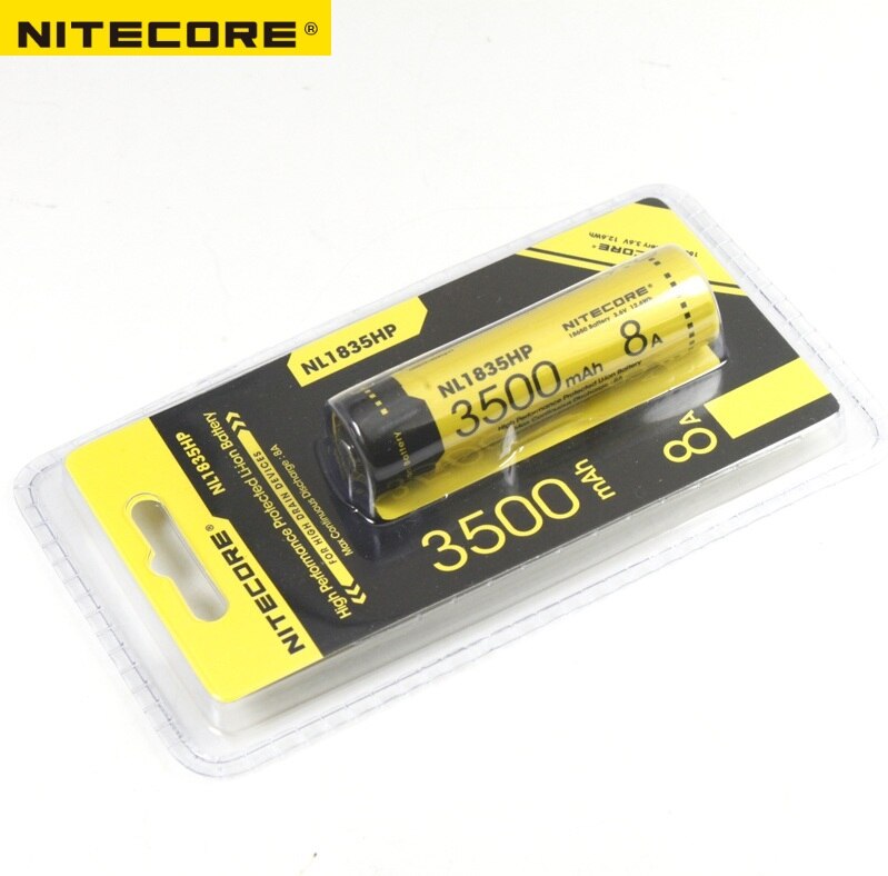 Nitecore NL1835HP High Performance 18650 3500mAh 3.6V 8A 12.6Wh Protected Li-ion Button Top Battery for High Drain Devices