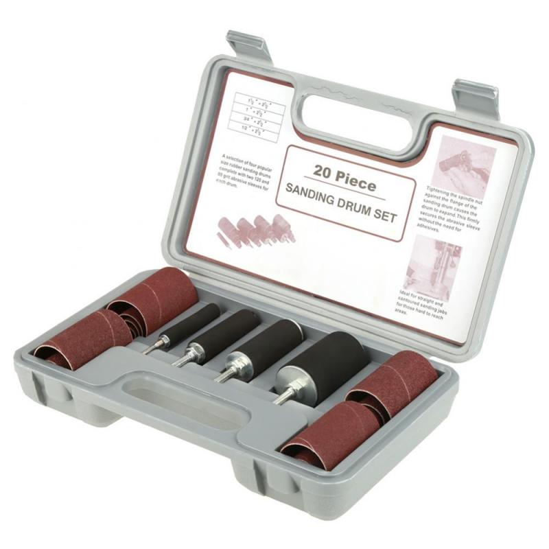 20pcs/set Sanding Drum Set Drum Sander Kit Including Abrasive Sleeves Drum Rubber Mandrels for Drill Press Woodworking Kit: Default Title