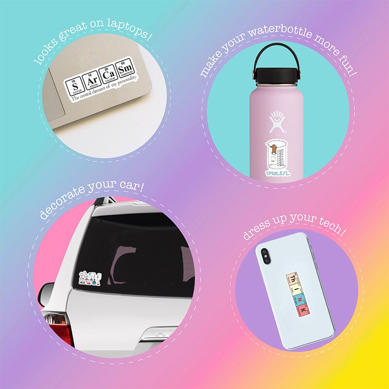 50PCS Science Physics Chemistry Lab Stickers For Luggage Skateboard Motorcycle Decal Waterproof Laptop Skin Stickers Pack