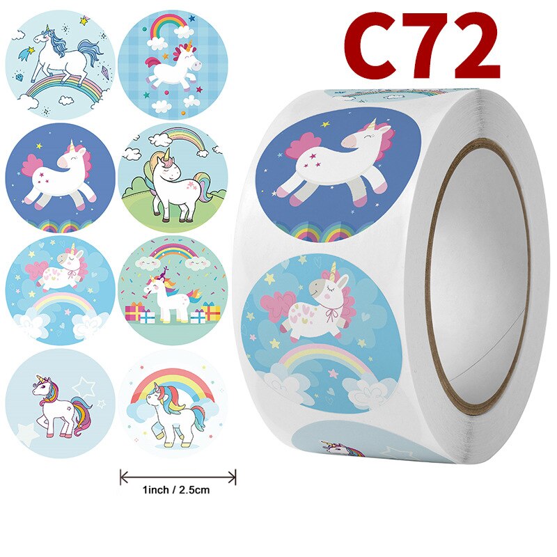 Kawaii Stationery Stickers Packaging for Small Businesses Unicorn Sticker for Diary Notebook Reward Stickers Funny Reward: C72-500pcs