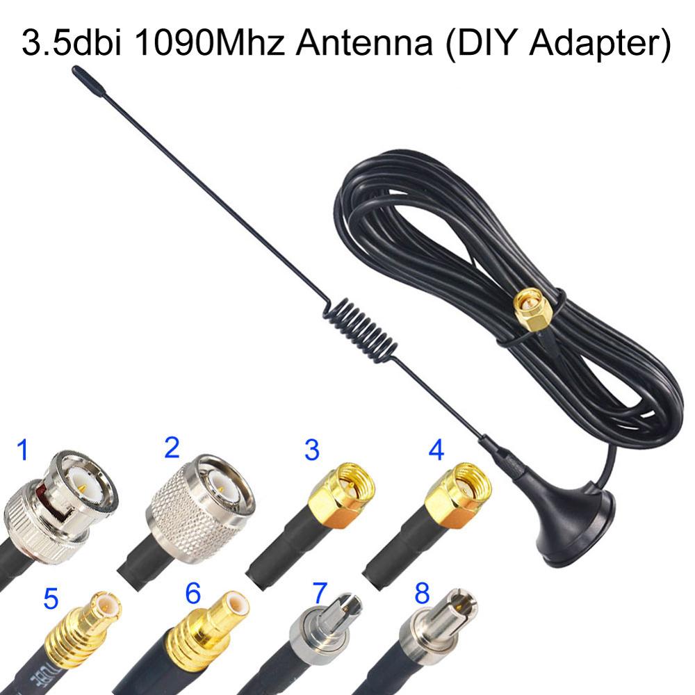 3.5DBi Winsten ADS-B 1090Mhz Antenne Diy Adapter Sma TS9 Tnc CRC9 Bnc Mcx Smb Rp Sma Male Connector Antenne magnetische Base RG174 3M