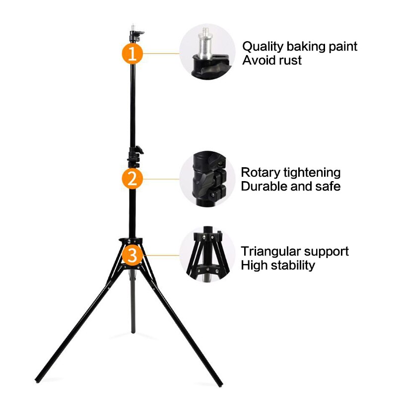 Max Belasting 5kg 2M Zware Metalen Stand Statief Foto Studio Softbox Video Flash Light Stand Fotografie Reflector verlichting Beugel