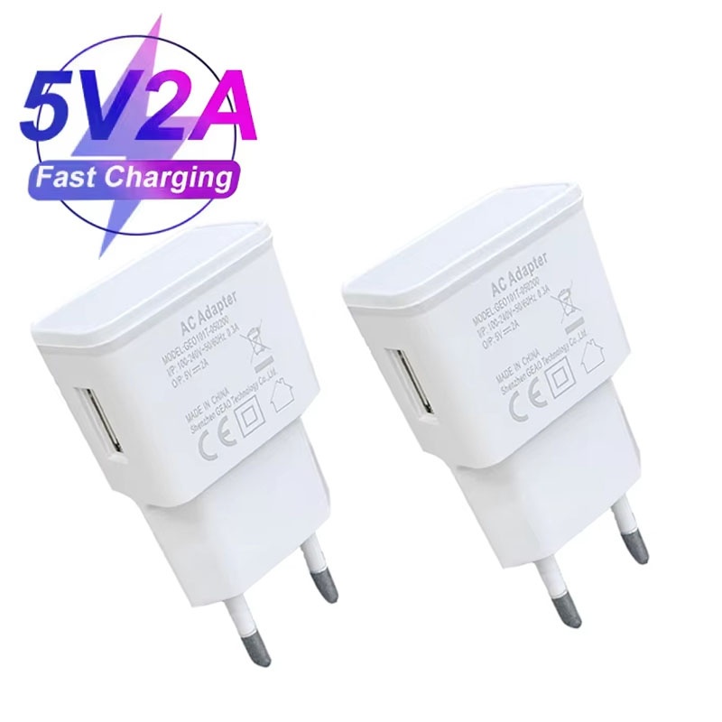 5V 1A USB Charger Travel Wall Charging Head Mobile Phone Dual USB Charger Adapter Portable EU Plug For iPhone Xiaomi Realme Vivo