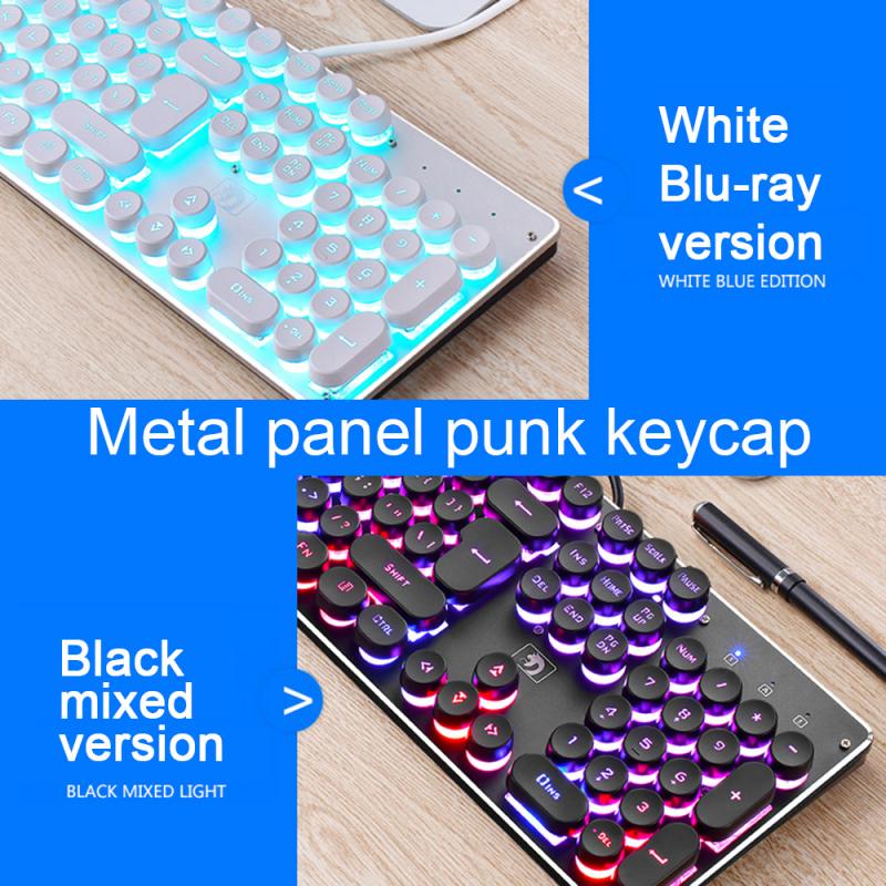 Wired Gaming Keyboard Mechanical LED Backlit Keyboards USB 104 Keycaps Keyboard Computer Game Keyboards Computer Peripherals