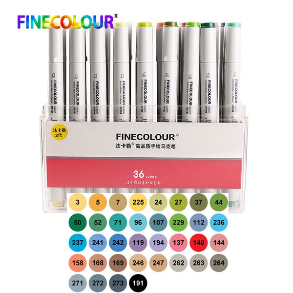Finecolour-Rotuladores artísticos de doble punta, 160 colores para caligrafía y dibujo, marcadores con base de alcohol, EF101: 36pcs set with box