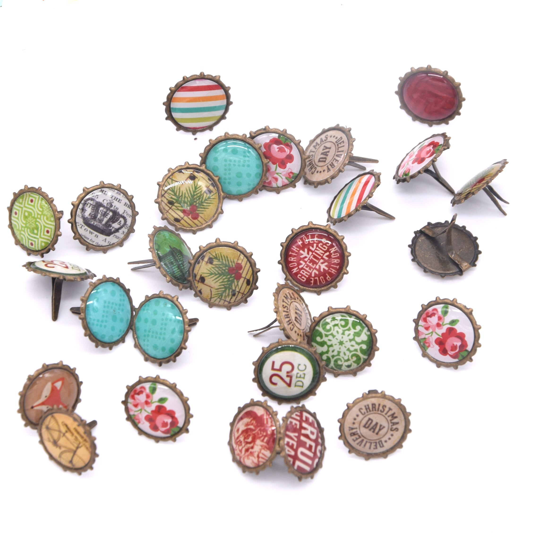 Small Paper Flower DIY Cards Craft Decoration Scrapbook Embellishment: Variety Brads 25pcs